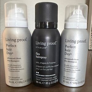 Living Proof Hair Care Trio - 2 2.4oz dry shampoo and 1 3oz flex hairspray